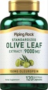 Piping Rock Olivenblatt Extrakt Kapseln | 9000mg | 120 Pillen | 150mg Oleuropein | Standardisierte Kräuterergänzung | Non-GMO, Glutenfrei