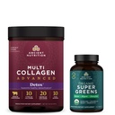 Antike Ernährung Multi Collagen Advanced Powder Cleanse & Detox, entflammt, 36 Servierungen + Bio Super Greens Tablet 90 Count