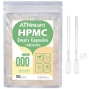 000 Leere vegane Kapseln mit 2 Micro Spoons - 100 Zähler leere vegetarische Kapsel - Leere Pillen Kapseln für Pulver Ergänzungen