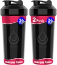 2 PACK, Double 24 oz Shaker Bottles mit leistungsstarken Draht Whisks für Proteinmischungen | Leakproof Blender Shaker Bottles (Black)| BPA-Free & Geschirrspüler Safe | Shaker Cup für Protein Shakes
