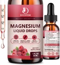 90% Absorption Magnesium Glycinate Flüssigkeitstropfen mit Citrat und Taurat, Magnesium Complex 1200mg mit GABA, L-Theanin, D3 und B6 für Ruhe, Schlaf, Entspannung - Raspberry Flavor 1 Fl Oz (Pack von 2)