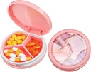 Serfeymi Small Pill Box - 3 Komponenten Tragbare Pille Box für Geldbörse Tasche, Compact Mini Travel Pill Case - Geeignet für Medizin, Vitamin, Fish Oil, Supplements - Pink(Marble)