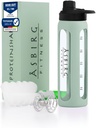 2.0 Fitness | Protein Shaker aus Glas | Protein Shaker | Trinkflasche | mit Spiralkugel | 24 oz (Pastel Green)