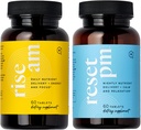 LifeVantage Rise AM & Reset PM System - Kombination von Rise AM & Reset PM System, ein Multivitamin für Männer und Frauen Supplement liefert Vitamine, Mineralien und Adaptogene. - 60 Tabletten pro Flasche