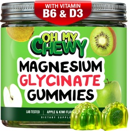 Center-Filled Magnesium Glycinate Gummis 400MG - Hohe Absorption für Kinder, Jugendliche & Erwachsene - Zuschlag für Schlaf, Beruhigung und Muskelentspannung mit B6 & D3 - Glutenfrei & Vegan freundlich - 60 Zähler