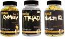 KONTROLLED LABS Gesamtgesundheit Bundle, 30 Servierungen Orange Triad, 90 Count Orange Health IQ, 120 Count Orange Oximega Fischöl, Muskelaufbau und Erholung Ergänzung für Männer und Frauen