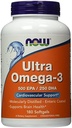Ultra Omega-3 500 EPA/250 DHA, 180 Softgels, Aus NOW Foods (Pack von 2)