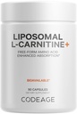Codeage Liposomal L-Carnitin + Supplement - 500 mg L-Carnitin L-Tartrate pro Servieren - Free-Form Amino Acid - Carnitin - Liposomale Lieferung - Vegan, Non-GMO, Gluten-Free - 90 Kapseln