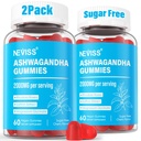Ashwagandha Gummies, Magnesium Glycinate Gummies 2000mg for Adults, Vitamin B6, Zinc, Rhodiola Rosea, Lemon Balm, Relaxation Support, Natural Zzz, Brain, Muscle, Stamina, Energy, Sugar Free
