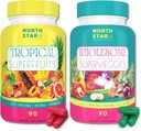 Superfood Rich Keto Tropical Fruit + Wholesome Veggie Supplements | 180 TOTAL Servivings of Produce Per Bottle | Nitric Oxide + Beta Glucan | Gluten, Dairy, Soy, GMO-Free (Fruit & Veggie, 180 Count)