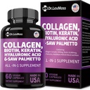 Collagen Pillen Biotin Keratin Saw Palmetto Hyaluronsäure, Vitamine und DHT, Vitamin E Folsäure Kürbis sah MSM für Männer und Frauen Haar Haut und Nägel, 60 Kapseln