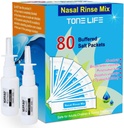 TONELIFE 80 Count Saline Nasal Care Refills +2 Nasal Sprayer - Nasal Salz 2.7g Jedes Pouch | Refill Kit | 80 Gepufferte Salzpackungen | für 300ml 500ml Sinus Rinse Kit-Nose Cleaner-Nasal Wash Bottle