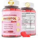 Myo-Inositol & D-Chiro Inositol Gummis Sugar Free, Ideal 40:1 Ratio Inositol Supplement für Damen w/Vegan Omega-3, D3, Magnesium, Methyl Folate, B12, Inositol Multivitamin für Frauen Gesamtgesundheit