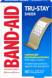 Band-Aid Brand Tru-Stay Sheer Strips Klebe sterile Bandagen für Erste Hilfe & Wound Schutz, Individuell Wrapped Wound Care Bandages für Minor Cuts & Scrapes, All One Size, 40 ct