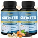 Organic Cadane 2 Packs Quercetin Ergänzungen Kapseln, 4 Monate Versorgung mit Kurkuma, Berberine, Nettle, Black Seed, Black Pepper - Unterstützt Herz-Kreislauf-Gesundheit, Immunsystem