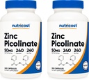 Nutricost Zink Picolinate 50mg, 240 Vegetarische Kapseln (2 Flaschen) - Glutenfrei und nicht-GMO