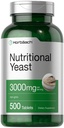 Horbaach Nutritional Yeast Tablets 3000mg | 500 Count | mit B12, B1, B2, und Niacin | Non-GMO & Gluten Kostenlose Ergänzung