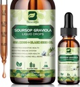 Soursop Bitters Liquid Drops, Soursop Graviola Blatt Extrakt Multivitamin Tropfen mit Sea Moss Black Seed Oil Supplement - Unterstützt Antioxidans, Slowing Cell-Aging, Gut Cleanse, Detox & Immunity Health
