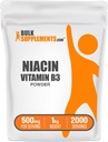 BulkSupplements.com Niacin Powder - Vitamin B3 Supplement, Niacin Flush - Glutenfrei, 500mg pro Servierung, 1kg (2.2 lbs) (Pack von 1)