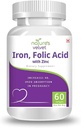AZAZ Natures Velvet Lifecare Iron & Folic Acid mit Zink, zur Ergänzung in Schwangerschaft, 60 Softgel