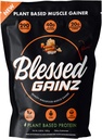 BLESSED Gainz Vegan Protein-Pulver - 40g Pflanzenbasiertes Proteinpulver - Meal Replacement Shake mit Pea Protein Powder - Vegan Protein Shake - 40 Servierungen (Peanut Butter)