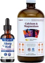 LIQUIDHEALTH Sleep Well Melatonin Drops & Calcium und Magnesium Liquid Joint Supplement Bundle - Natürliche Kräuter Schlafhilfe, fördert Entspannung, Knochen, Gewebe, & Joint Support - USA Made, Vegan, Non-GMO