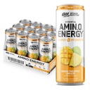 Optimum Nutrition Amino Energy Sparkling Hydration Drink, Elektrolyte, Koffein, Aminosäuren, BCAAs, Sugar Free, Mango Ananas Limeade, 12 Fl Oz, 12 Pack (Packaging May Vary)