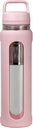 20oz Glas Wasserflasche mit Silikonhülle, 600ml Tasse mit 2 Tier Lid (Wide Mouth und Small Mouth Straight Drink) mit Tee-Leak-Flasche - Gym Yoga Outdoor-Aktivitäten (Pink)