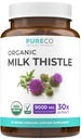USDA Organic Milk Thistle Capsules - 80% Silymarin-Ergänzung für Leberunterstützung- Super Konzentrat 300mg von 30:1 Milk Thistle Extract entspricht 9.000mg - Milk Thistle Liver Detox 60 Day Supply