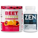 Nutrology Beet Aktiv, Natürliches Pre-Workout-Pulver, Passionsfrucht Flavor (30 Portionen) Zen Natural Magnesium Supplement (30 Portionen)