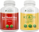 Rein ganzheitliche Rote Hefe Reis 1200mg mit CoQ10 & Niacin + Vitamin D3 5000 IU (125mcg) & K2 MK7 90mcg Bundle - 270 Vegetarische Kapseln - Made in USA
