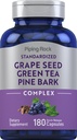 Piping Rock Grape Seed, Green Tea & Pine Bark Complex | 180 Kapseln | Standardisierte Extrakt | Non GMO, Gluten kostenlose Ergänzung