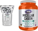 NOW Sports Nutrition, Whey Protein Isolate, 25 g mit BCAAs, Unflavored Powder, 10-Pound & Sports Nutrition, Micellar Casein 19 g, Slow Release, Unflavored Powder, 1.8-Pound