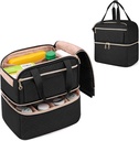 Damero Double Layers Pill Bottle Organizer Empty, Lockable Medicine Aufbewahrung Tasche Medication Reisetasche mit 4 Customized Dividers für Rezept Flaschen, medizinische Ergänzungen, Schwarz
