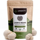 Bio Lions Mane Pulver Pilz-Ergänzung 100g | Pure Fruiting Body 8:1 High Strength Extract | 20% Beta-D Glucans | 13,280mg Raw Equivalent per Serving | Focus, Memory, Gut, Nerve & Brain Support