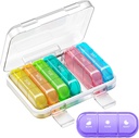 Weekly Pill Organizer 3 Mal pro Tag, 7 Tage Tragbare Pille Box für Pillen, Vitamine, Fischöl, Medikamente, Nahrungsergänzungsmittel (3x7 Transparent + Regenbogen)