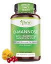 Rein von Natur 600mg D-Mannose Vegan Kapseln mit Cranberry & Dandelion Extrakt, Urinary Tract Health Support, Flush Impurity, Detox Body, 240 Count