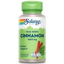 SOLARAY True Herbs Cinnamon Bark 1000mg - Boden Zimt-Ergänzungen - Kräuter-Unterstützung für Gesamt-Wellness - Non-GMO-Projekt Verifiziert - Vegan Kapseln, 60-Tage-Garantie - 30 Servietten, 60 VegCaps
