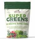 Country Farms Super Greens Natural Flavor, 50 Bio Super Foods, USDA Organic Drink Mix, Obst, Gemüse, Super Greens, mit Fiber, Pilze & Probiotics, unterstützt Energie, 60 Servietten, 900g