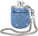 Bling Rhinestone Pill Bottle Organizer Daily Travel Pill Case Container Ring Halter Kleine Medizin Halter Box für Vitamin Supplement Gum mit Keychain(Light Blue)