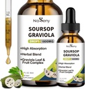 Soursop Bitters Liquid, Soursop Bitters für Immun-, Antioxidans, Verdauungs-, Graviola-Frucht- und Blattextrakttropfen, Kräuterextrakt mit Vitamin für Zellunterstützung & Regeneration, Tagesergänzung, 2 FL OZ