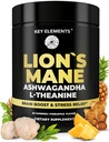 High Strength Extract Bio Lion's Mane Mushroom Gummis mit Ashwagandha & L-Theanine - Potent Lion's Mane Brain Ergänzungen für Gedächtnis & Entspannung - Pilzgummis für Fokus