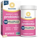 Renew Life Women's Probiotic Capsules, 50 Billion CFU Garantiert, Unterstützt pH Balance, Vaginal, Urinary, Verdauungs- und Immungesundheit(2), L. Rhamnosus GG, Dairy, Soy und Glutenfrei, 60 Count