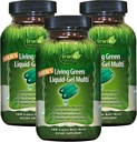 Irwin Naturals Men's Living Green Liquid-Gel Multi - 70 Essential Nährstoffe, Full-Spectrum Vitamins, Wholefood Blend - Targeted Adrenal & Brain Support - 120 Liquid Softgels (Pack von 3)