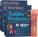 LOVEBUG Kinder Probiotisches Pulver mit präbiotischer Faser - Kleinkind Immunität Support & Constipation Relief - USDA Organic Probiotics for Childrens Gut & Digestive Health (Ages 1-4) - 60 Pack (Unfavoured)