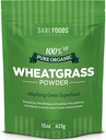 Sari Foods Organic Wheatgrass Powder - Weizen Grassaftpulver mit Chlorophyll, Antioxidantien & Vitamine (15 Unze)