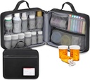 SITHON Pill Bottle Organizer Medizin Aufbewahrungstasche Medication Travel Carrying Case Manager mit Griff, Fixed Pockets für Medikamente, Vitamine, medizinische Versorgung, Schwarz