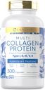 Carlyle Multi Collagen Protein Kapseln 2000mg | 300 Count | Typ I, II, III, V, X | Collagen Peptide Pillen | Keto & Paleo Friendly, Glutenfrei, Non-GMO Supplement
