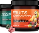 Obst und Gemüse Beilage - 57+ Volle Frucht- und Gemüseergänzung für Erwachsene & Kinder - Nature's Superfood Fruit and Veggie Capsules for Energy Balance, Digestion, Immune - 180 Count