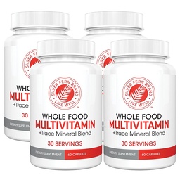 Silver Fern Whole Food Daily Multi Vitamin w/Trace Mineral Blend Supplement - 4 Flaschen - 60 Vegicaps Jede - 120 Tage Versorgung - Natürliche, Non-GMO, Vegan, Multivitamin - Zero Synthetics